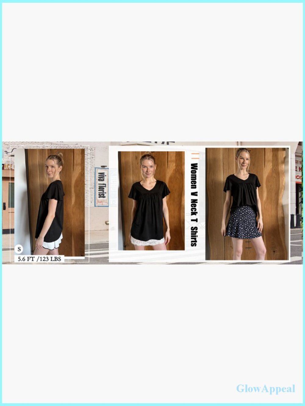 Ruffle Sleeve V-Neck Tunic Blouse, Polyester Spandex, Work Casual Top - Picture 7 of 7